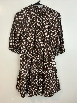 Sea Brown Abstract Mixed Print High Neck Ruffle Tiered Mini Dress Size 0 thumbnail 11