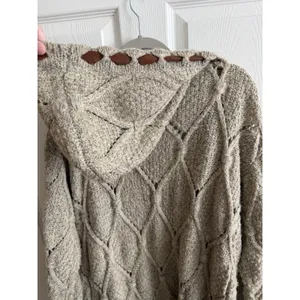 POL Cardigan Sweater Womens M Oatmeal Boho Cottagecore Open Cozy Coastal thumbnail 9