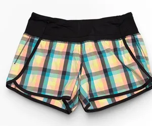 Lululemon Speed Up Shorts 4" Size 2 Rainbow Plaid Yellow Black‎ Running Athletic thumbnail 1
