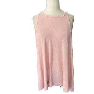 Free People Tank Top Womens Medium Pink Ribbed Racerback Oversized Swing thumbnail 9