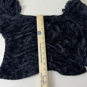 Black‎ Velvet Burnout Ruched Mesh Top Sweetheart Neck Whimsigoth Sheer Steampunk thumbnail 5