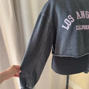 Garage LA Cropped Sweatshirt Charcoal Pink Graphic California XS thumbnail 4
