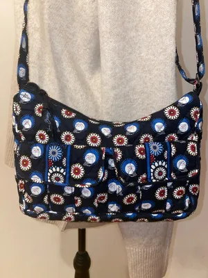 Vera Bradley Night Owl Libby Cotton Quilted Shoulder Crossbody Bag Retired Print thumbnail 2