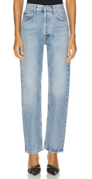 AGOLDE 90s Pinch Waist High Rise Straight Jeans Harmonic light wash denim thumbnail 1