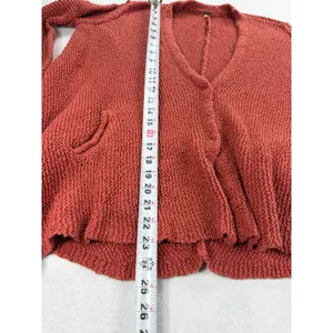 Free People Terracotta Rust Orange Popcorn Knit Open Front Cardigan Sweater XS thumbnail 6
