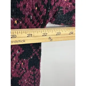 Brittany Bay Sweater Womens Large Burgundy Black Snowflake Knit Wool Blend Retro thumbnail 6
