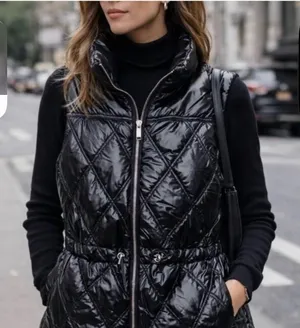 Michael Kors Quilted Puffer Vest Women Large Black Shiny Streetwear Luxe Winter thumbnail 1
