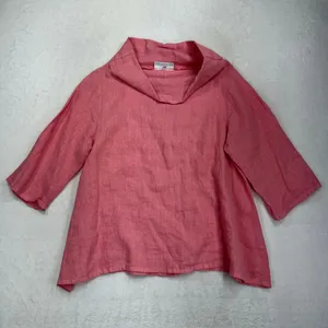 Bryn Walker XXS Etta Shirt Top Oversized Pink LINEN Cowl Neck Elbow Sleeve NEW thumbnail 3