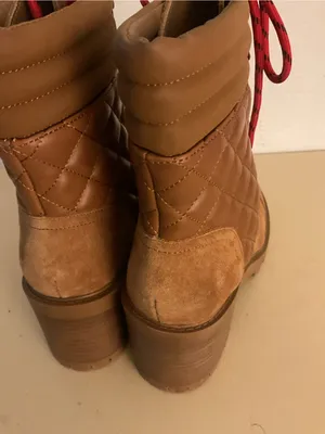 Nine West women platform Brown Suede leather Combat unite Boots US 8 thumbnail 10