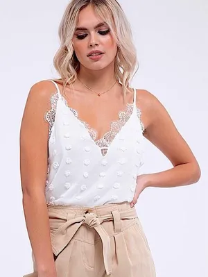 Vici Boutique White Puff Detail Camisole thumbnail 1