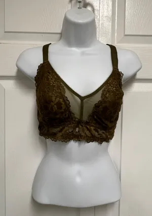 Savage X Fenty Olive FLORAL LACE AND MESH BRALETTE thumbnail 2