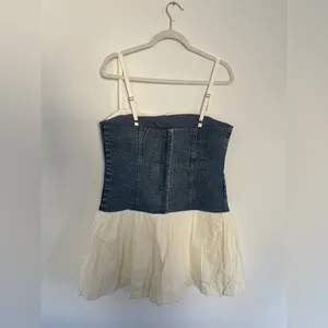 Show Me Your Mumu Tiffany Skort Mini Dress size XL denim cream voile nwot thumbnail 10