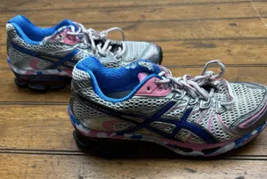 Asics Gel Venture 4 Gray Pink Blue Shoes Sneakers All Terrain‎ Womens Size 6 thumbnail 1