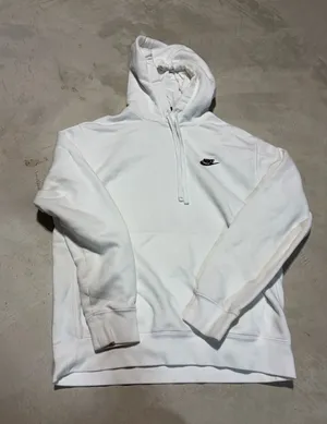 Nike White Hoodie with Black Swoosh Logo medium thumbnail 1