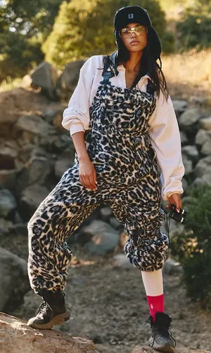 Free People Hit The Slopes Salopette in Snow Leopard Combo L thumbnail 1