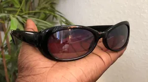 Retro Preppy Vintage 90s 2000s Y2K Classic Black Oval Rectangle Sunglasses #whimsygoth #boho #minimalist #grunge #streetwear thumbnail 1
