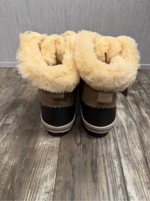 PAWZ Brown and Black Faux-Fur Lined Lace-Up Winter Rain Boot Size 10 thumbnail 6