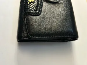 Coach Women’s Black Tri-Fold Wallet with Gold Script Logo thumbnail 3