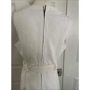 Sundance Poppy Denim Midi Dress Belted A-Line Pockets Boho, White, Size 12, NWOT thumbnail 9