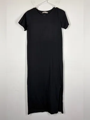 American Giant Black 100% Cotton T-shirt Midi Dress Size XS thumbnail 3
