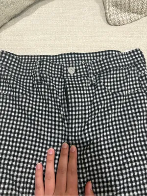 American Eagle Outfitters Black & White Gingham Wide-Leg Pants thumbnail 4