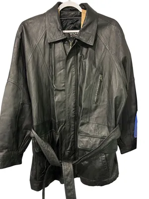 Vintage Wilsons Leather Coat Jacket Black Belted Y2K City Chic Womens XL Edgy thumbnail 1