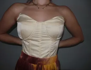 Yellow Satin Bustier Top thumbnail 1