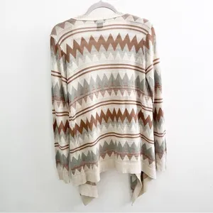Wet Seal Cardigan Sweater LARGE western open Large Brown Beige Bohemian Cowgirl thumbnail 4