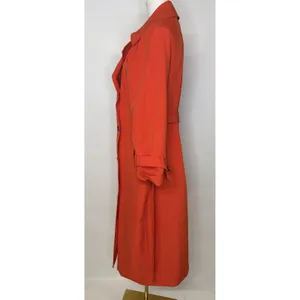 H&M Womens Orange Double Breasted Belted Long Trench Coat XS P/N 11152047 thumbnail 3