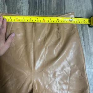 Abercrombie & Fitch Vegan Leather Pull On Leggings in Camel Tan Size Small Long thumbnail 4