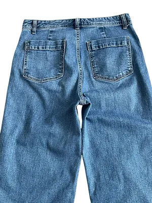 GAP Wide Leg High Rise Women's Cop Jeans Size 8 Medium Blue thumbnail 6
