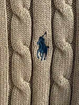 Polo by Ralph Lauren Chocolate Cable-Knit Short-Sleeve Sweater Size M thumbnail 3