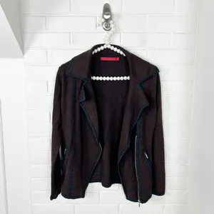 Krimson Klover Brown Knit Asymmetrical Zip Wool Jacket Size XS thumbnail 2