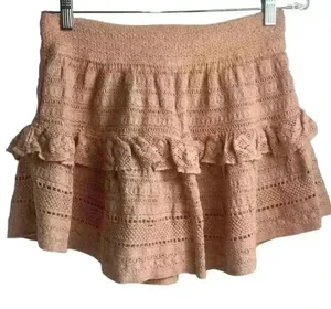 Aerie Women's M Light Pink Lace Ruffle Mini Skirt Summer Casual‎ NWT thumbnail 1