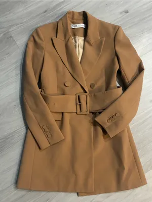 Zara Camel Double-Breasted Belted Trench Coat‎ thumbnail 4