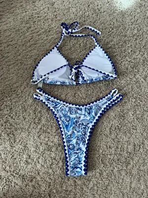 SheIn Blue and White design Bikini thumbnail 2