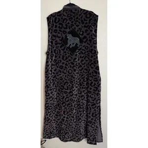 Laffaire Womens OS Purple Animal Print Velvet Tiger Long‎ Cardigan Dress Duster thumbnail 4