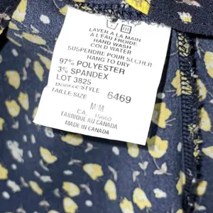 Bali Peasant Top Size M Navy Yellow Ditzy Floral Flowy Romantic Boho Prairie thumbnail 7