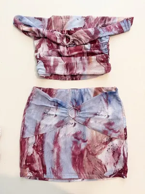 Blanc Skirt Set Size S M White Mesh O Ring Matching 2 Piece Outfit Rave Festival thumbnail 1