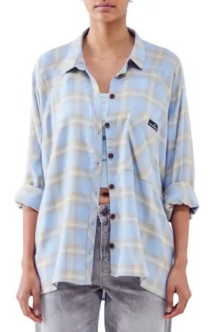 [Urban Outfitters] BDG Brendan Oversized Blue Flannel Plaid Shirt Size Medium M thumbnail 1