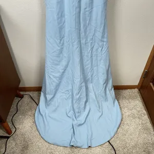 NEW Cocomelody Formal Gown Womens 2? Ice Blue Rosette Strapless Maxi Train Prom thumbnail 7