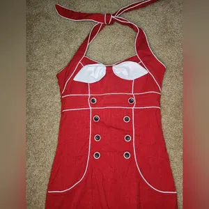 Voodoo vixen Rockabilly RED wiggle dress pin up thumbnail 6