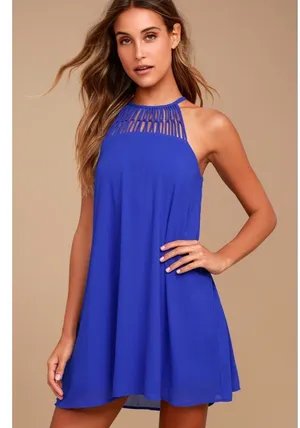 Lulus Tell Me Royal Blue Swing Dress thumbnail 1