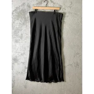 Z Supply Europa Poly Sheen‎ Skirt Black Satin Minimalist Quiet Luxury XL New thumbnail 2