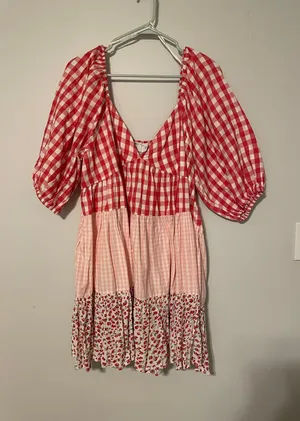 ASOS Design Gingham and Floral Flowy Mini Dress thumbnail 1