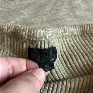NBD Tan Ribbed Off-Shoulder Mini Dress thumbnail 2