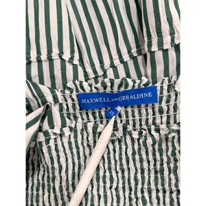 Maxwell And Gerladine Dress Green The Brooke Midi Stripe Smocked Tiered Flowy XS thumbnail 4
