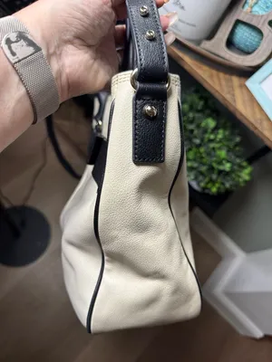 Kate Spade New York Black and Cream Leather Bow Satchel Handbag thumbnail 9