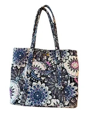 Vera Bradley Quilted Tote Purple Grey Floral Y2K thumbnail 1