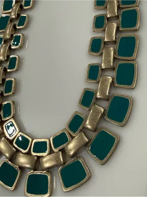 Nordstrom Cara chunky Emerald Green Double-Row collar Statement Necklace glam thumbnail 3